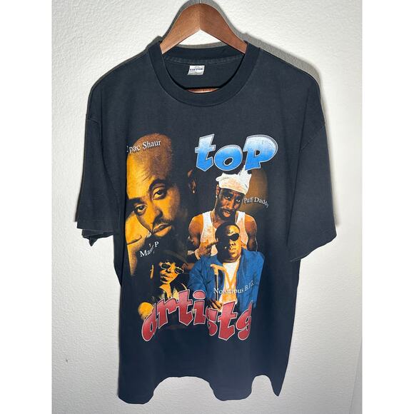 Rap Tee 90s Tupac Notorious B.I.G Vintage Reprint Single Stitch T-shirt - Picture 1 of 6